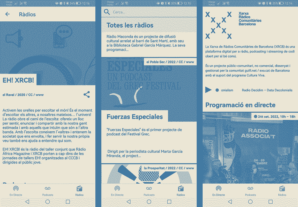 Screenshots of the XRCB Radio app